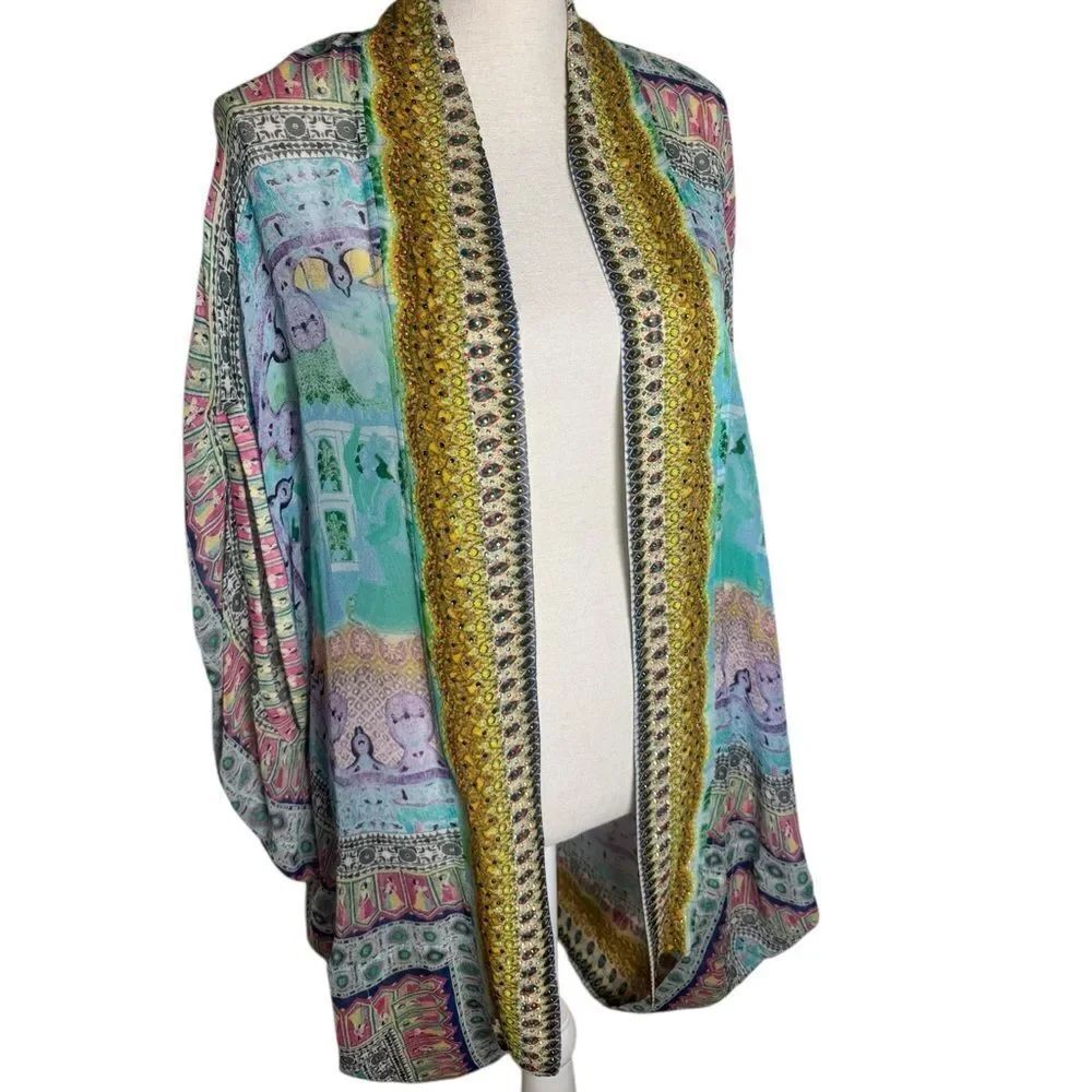 Camilla Silk Open Front Cardigan crystals one size - Picture 4 of 11